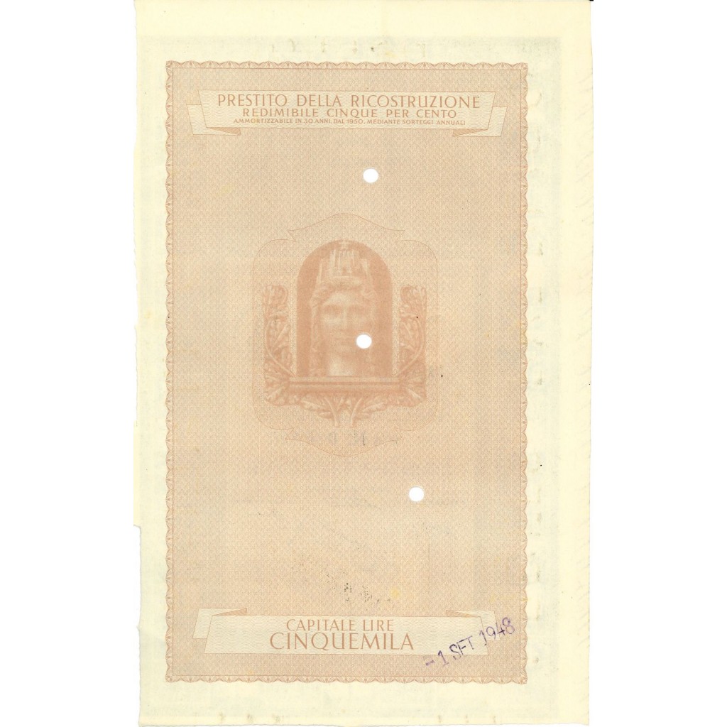 1947 - PRESTITO DELLA RICOSTRUZIONE REDIMIBILE...