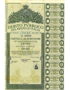 1935 - RENDITA 5% - CARTELLA 100 LIRE - ROMA  (verde)