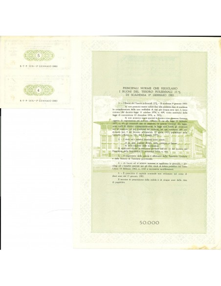 1978 - REPUBBLICA ITALIANA BUONI DEL TESORO POLIENNALE 13% CAPITALE 50.000  - ROMA