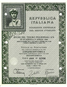1979 - BTP POLIENNALI SERIE 99ESIMA - 500000 LIRE - ROMA