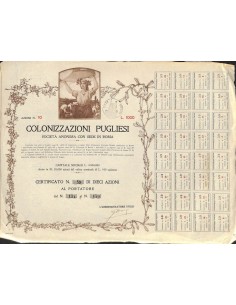COLONIZZAZIONI PUGLIESI - 10 AZIONI ROMA 1929