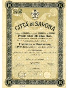1927 - CITTA' DI SAVONA - 10 OBBLIGAZIONI