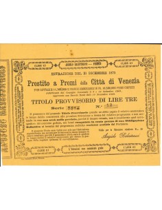 1875 - PRESTITO A PREMII DELLA CITTA' DI VENEZIA - TITOLO...