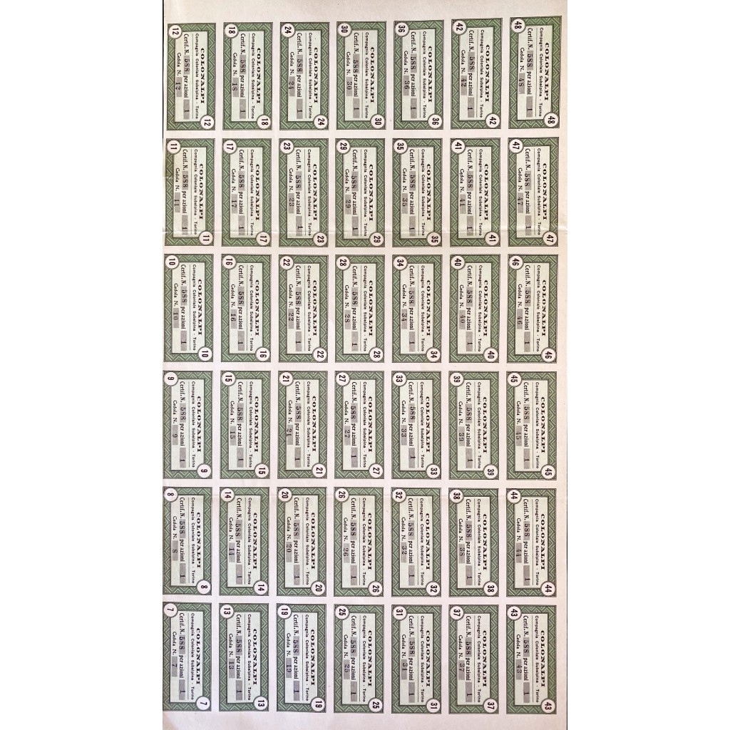 COLONALPI COMP. COLONIALE SUBALPINA - 1 AZIONE...