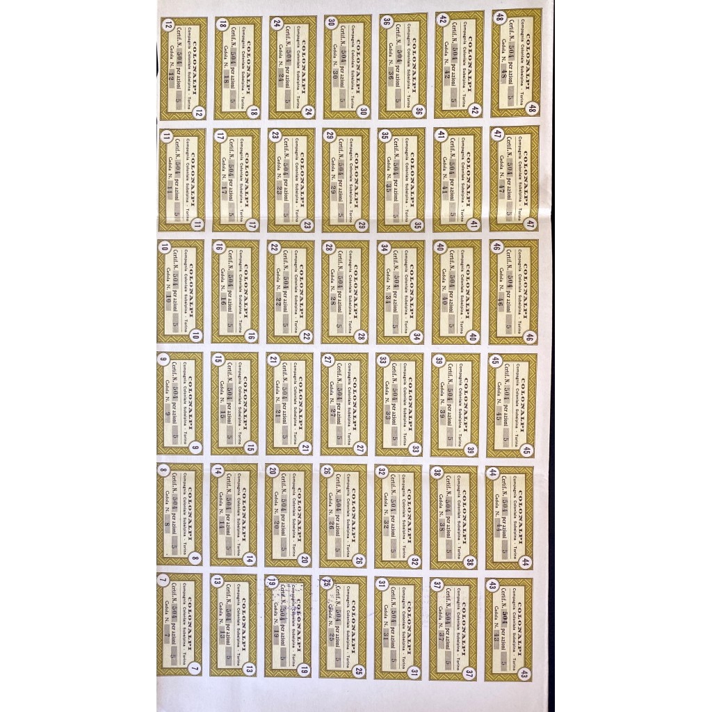 1940 - COLONALPI COMPAGNIA COLONIALE SUBALPINA...