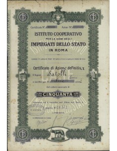 ISTITUTO COOP. PER LE CASE DEGLI IMPIEGATI DELLO STATO AZIONE ROMA 1914