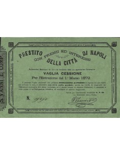 PRESTITO DELLA CITTA' DI NAPOLI - VAGLIA CESSIONE 1872