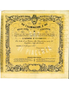 1857 - SOC. ANON. PIACENTINA PER L'ILLUMINAZIONE A GAZ...