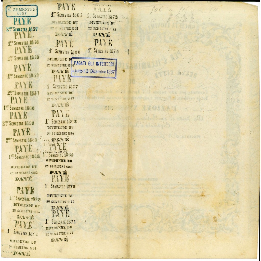 1857 - SOC. ANON. PIACENTINA PER...