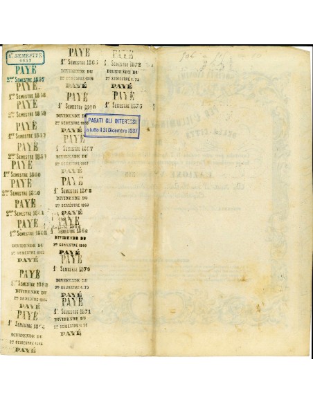 1857 - SOC. ANON. PIACENTINA PER L'ILLUMINAZIONE A GAZ DELLA CITTA' DI PIACENZA