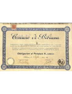 COMUNE DI BIBIANA - OBBLIGAZIONI 1930