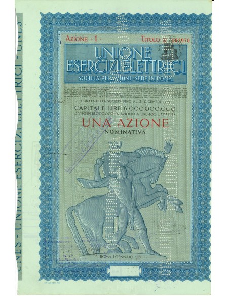 1951 - UNIONE ESERCIZI ELETTRICI 1 AZIONE - ROMA