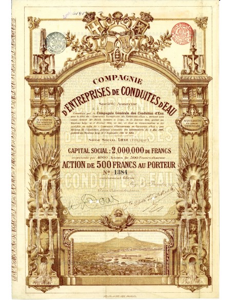 1905 - COMPAGNIE D'ENTERPRISES DE CONDUITES D'EAU - 1 AZIONE LIEGI
