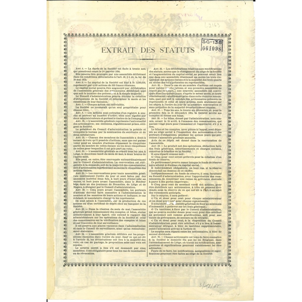 1905 - COMPAGNIE D'ENTERPRISES DE CONDUITES...