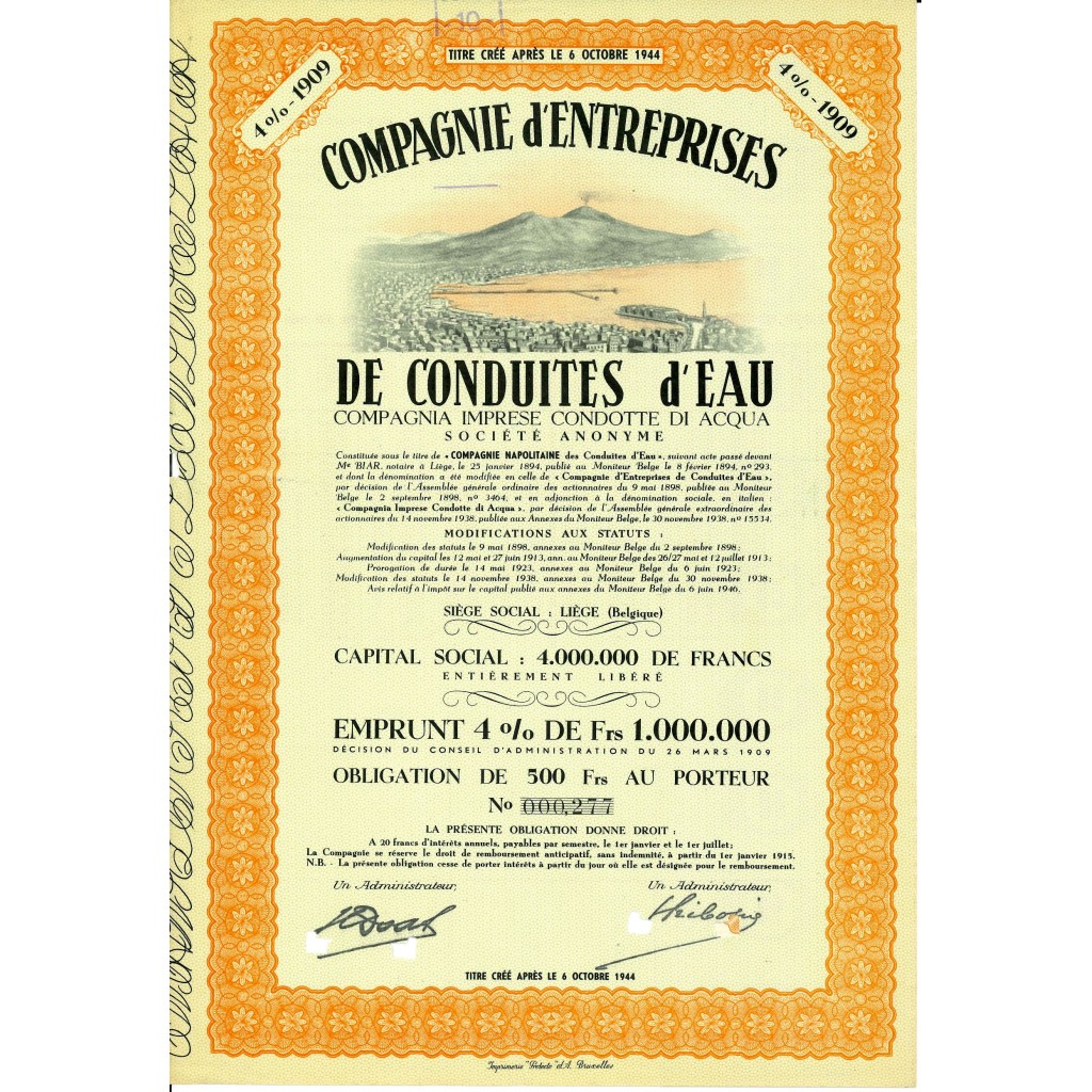 1944 - COMPAGNIE D'ENTREPRISES DE CONDUITES...