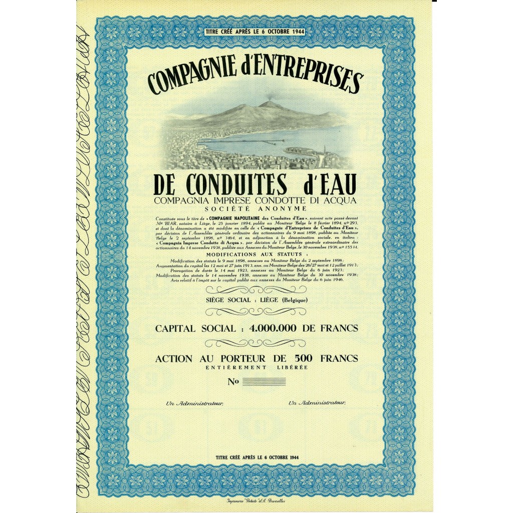 1944 - COMPAGNIE D'ENTREPRISES DE CONDUITES...