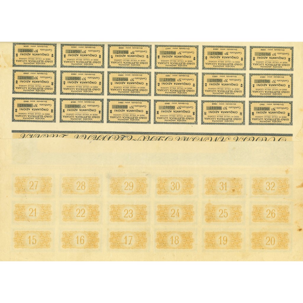 1927 - SOC. ANON.  IDRO-ELETTRICA LUCANA 50...