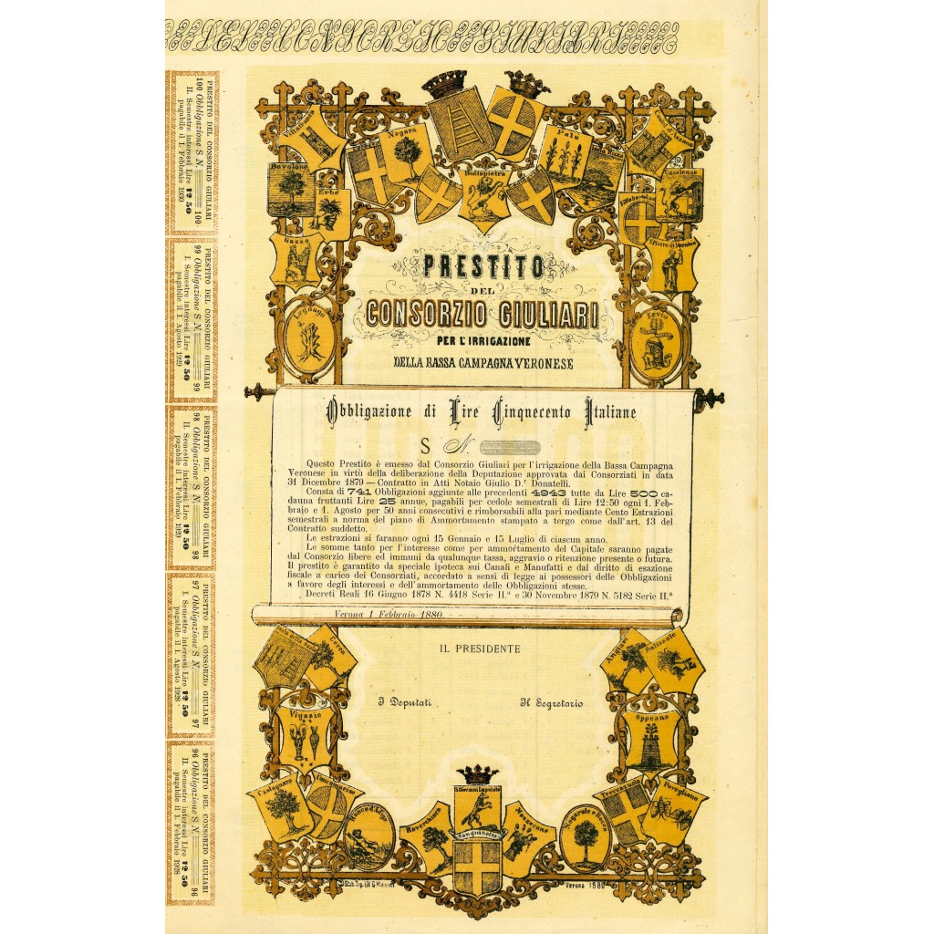 1880 - PRESTITO CONSORZIO GIULIARI PER...