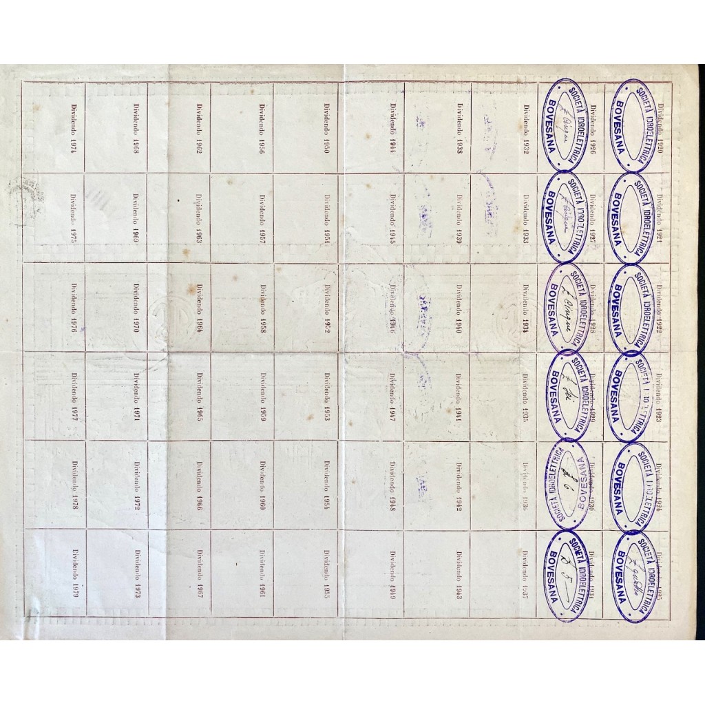 1920 - SOCIETA' IDRO ELETTRICA BOVESANA 1...