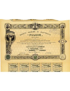 1907 - FULGOR - SOC. ANONIMA DI ELETTRICITA' 25 AZIONI -...