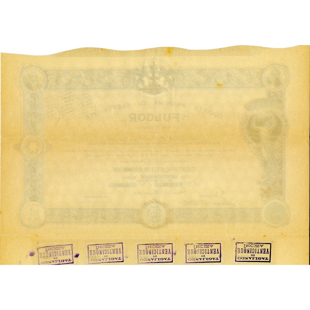 1907 - FULGOR - SOC. ANONIMA DI ELETTRICITA' 25...