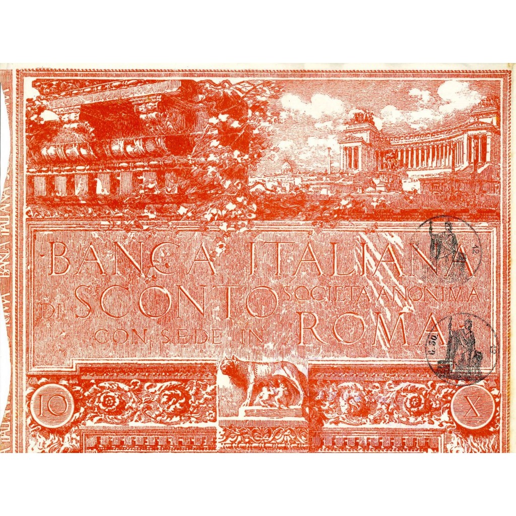 1916 - BANCA ITALIANA DI SCONTO - 10 AZIONI - ROMA