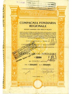 1925 - COMPAGNIA FONDIARIA REGIONALE - 100 AZIONI - MILANO