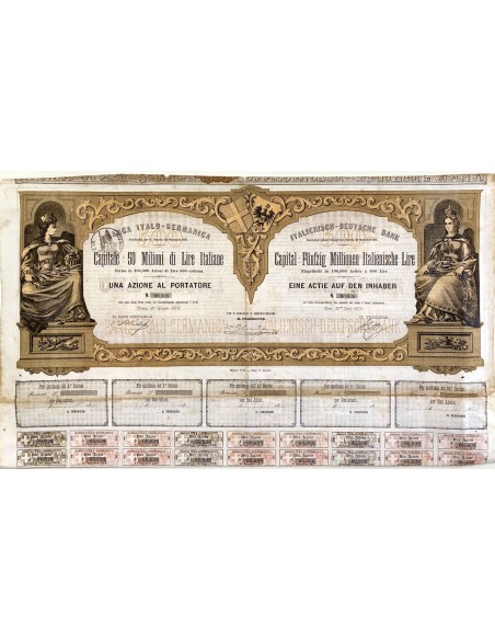 1872 - BANCA ITALO - GERMANICA 1 AZIONE AL PORTATORE - ROMA