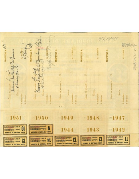 1926 - BANCA POPOLARE DI FERRARA - 25 AZIONI - FERRARA