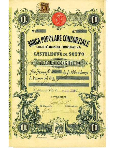 1938 - BANCA POPOLARE CONSORZIALE SOC. ANON. COOP. IN CASTELNOVO DI SOTTO