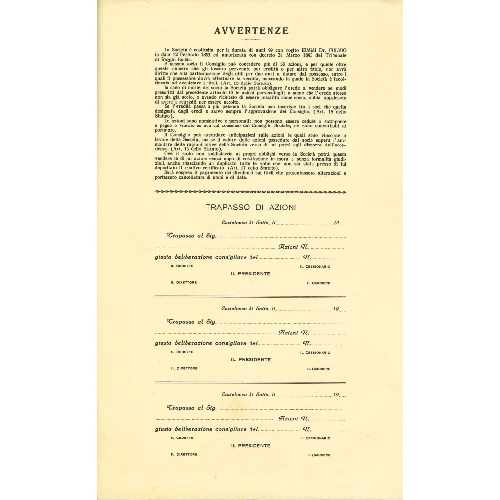 1938 - BANCA POPOLARE CONSORZIALE SOC. ANON....