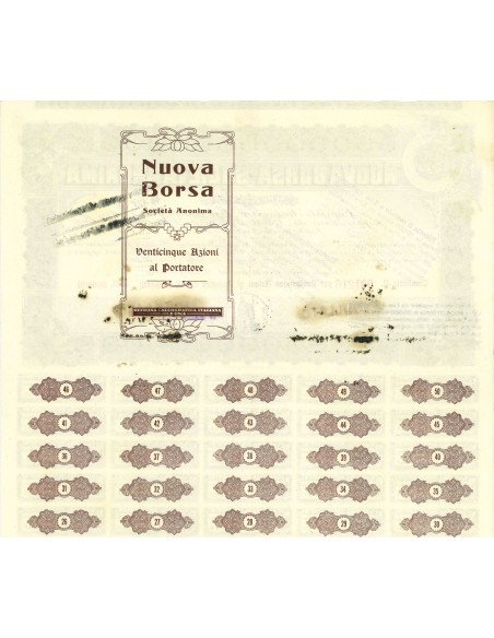 1911 - NUOVA BORSA SOCIETÀ ANONIMA - 25 AZIONI - GENOVA