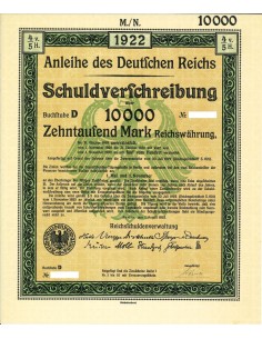1922 - GERMAN ANLEIHE DES DEUTSCHEN REICHS 10.000 RM