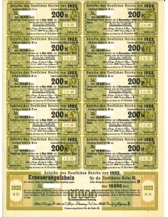 1922 - GERMAN ANLEIHE DES DEUTSCHEN REICHS 10.000 RM 2