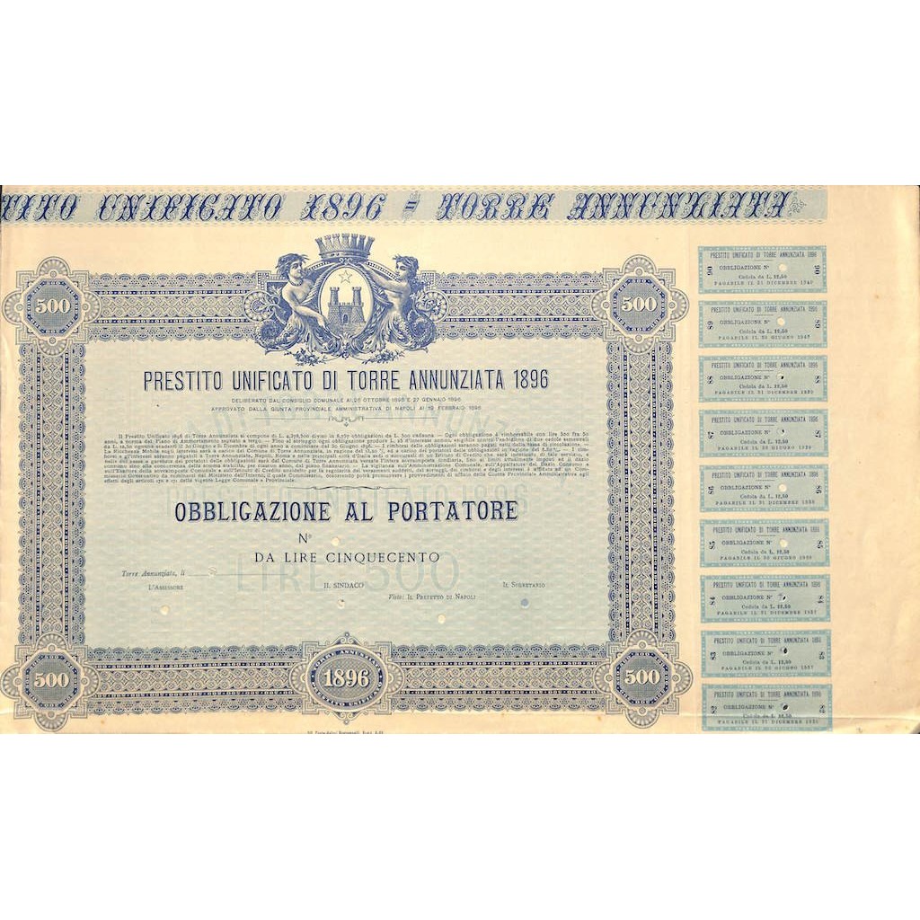 PRESTITO UNIFICATO DI TORRE ANNUNZIATA 1896 - 1 OBBLIGAZIONE