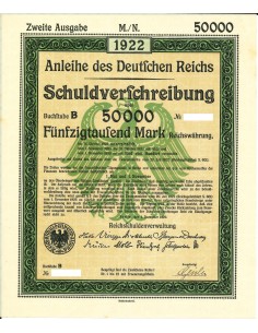 1922 - GERMAN ANLEIHE DES DEUTSCHEN REICHS 50.000 RM