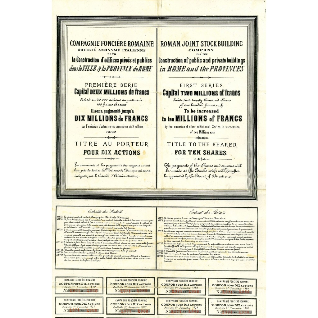 1871 - COMPAGNIA FONDIARIA ROMANA - PRIMA SERIE...