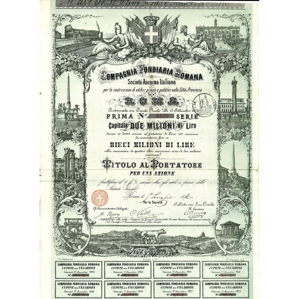 1872 - COMPAGNIA FONDIARIA ROMANA - PRIMA SERIE...