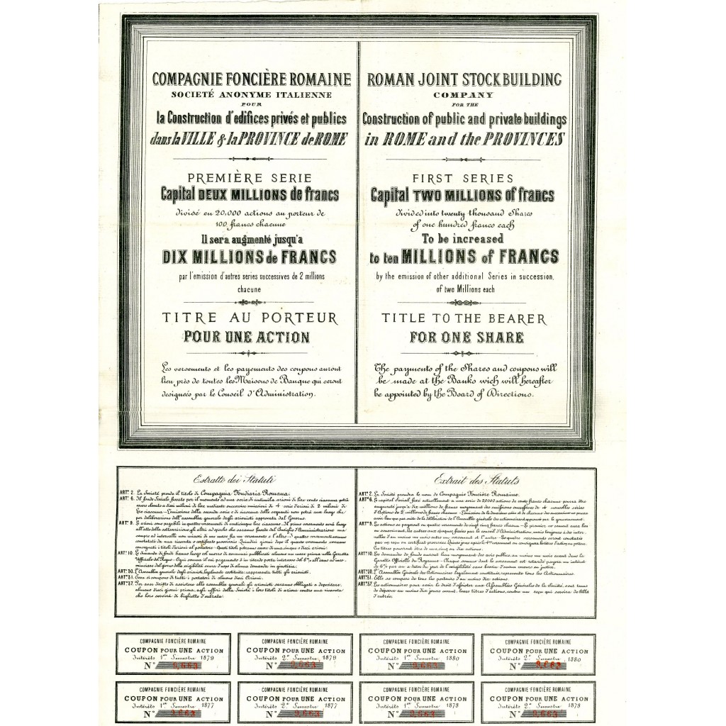 1872 - COMPAGNIA FONDIARIA ROMANA - PRIMA SERIE...