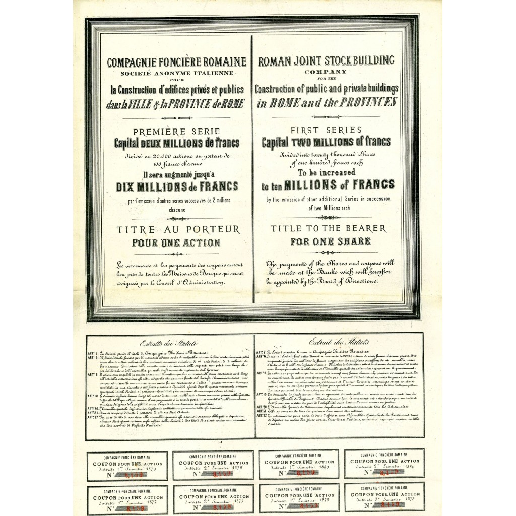 1871 - COMPAGNIA FONDIARIA ROMANA - PRIMA SERIE...