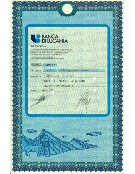 1983 - BANCA DI LUCANIA 36 AZIONI - POTENZA