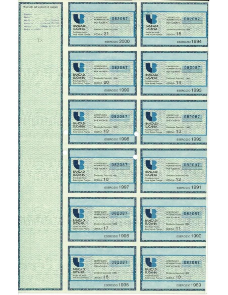 1983 - BANCA DI LUCANIA 36 AZIONI - POTENZA