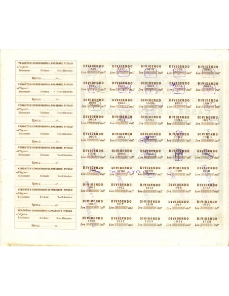 1880 - SOC. ANON. DI CREDITO MUTUO E RISPARMIO IN RIETI CASSA DI SOVVENZIONE 1 AZIONE - RIETI