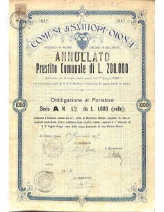 COMUNE DI S. VITTORE OLONA - UNA OBBLIGAZIONE 1927