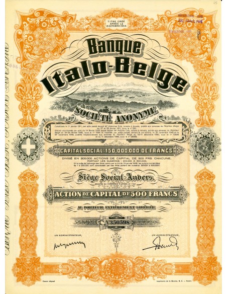 1911 - BANQUE ITALO-BELGE 1 AZIONE - ANVERSA