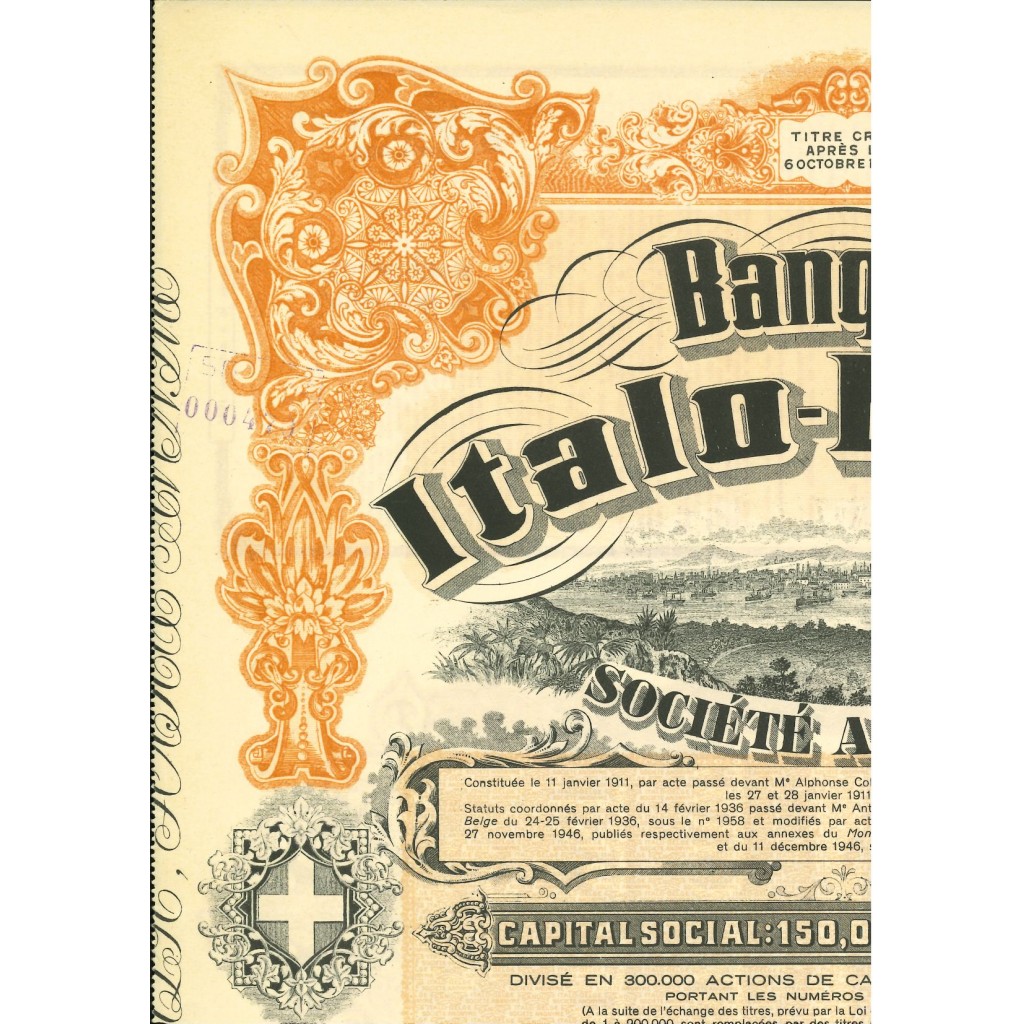 1911 - BANQUE ITALO-BELGE 1 AZIONE - ANVERSA