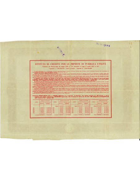 1949 - ISTITUTO DI CREDITO PER LE IMPRESE DI PUBBLICA UTILITA` 100 OBBLIG. 6%