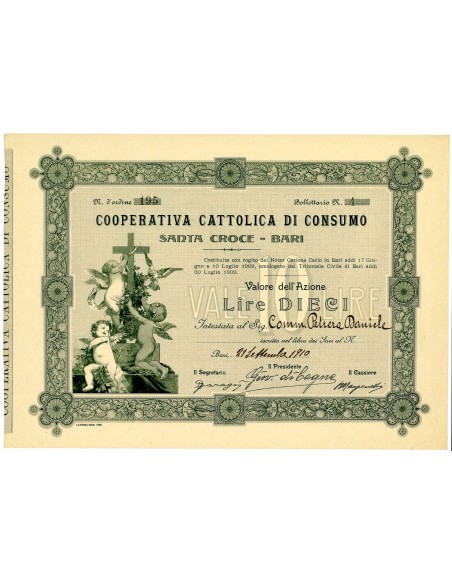 1910 - COOPERATIVA CATTOLICA DI CONSUMO SANTA CROCE - BARI