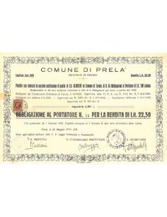 COMUNE DI PRELA' - UNA OBBLIGAZIONE 1935