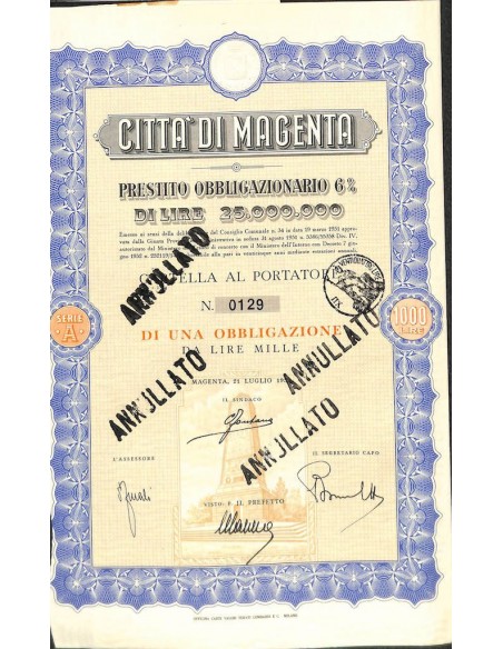 CITTA' DI MAGENTA - UNA OBBLIGAZIONE 1959